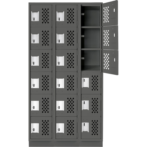 Clean-Line Perforated Lockerette, 6 -tier, Bank of 3, 15" x 72" x 12", Steel Auto Electric Service Ltd.
