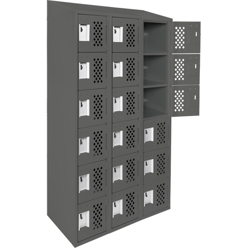 Clean-Line Perforated Lockerette, 6 -tier, Bank of 3, 12" x 72" x 12", Steel Auto Electric Service Ltd.
