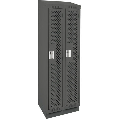 Clean Line Lockers, Bank of 2, 24" x 12" x 82", Steel, Charcoal, Rivet (Assembled), Perforated Auto Electric Service Ltd.