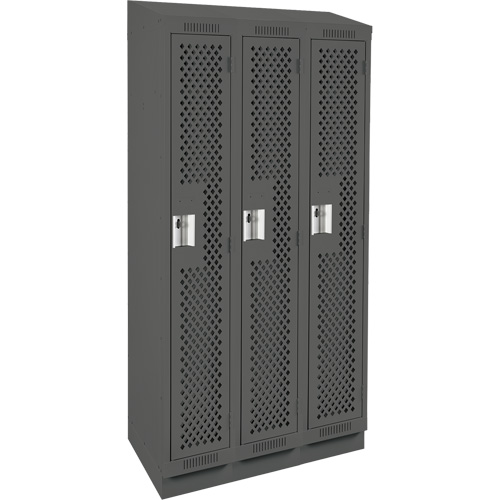 Clean Line Lockers, Bank of 3, 36" x 18" x 82", Steel, Charcoal, Rivet (Assembled), Perforated Auto Electric Service Ltd.