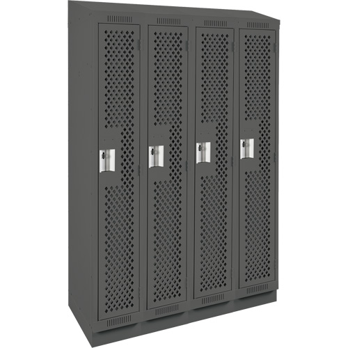 Clean Line Lockers, Bank of 4, 48" x 18" x 82", Steel, Charcoal, Rivet (Assembled), Perforated Auto Electric Service Ltd.
