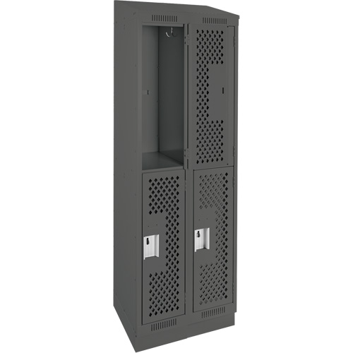 Clean Line Lockers, 2 -tier, Bank of 2, 24" x 12" x 82", Steel, Charcoal, Rivet (Assembled), Perforated Auto Electric Service Ltd.
