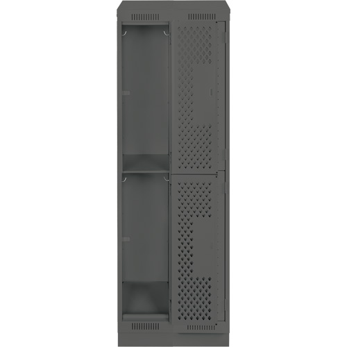 Clean Line Lockers, 2 -tier, Bank of 2, 24" x 12" x 82", Steel, Charcoal, Rivet (Assembled), Perforated Auto Electric Service Ltd.