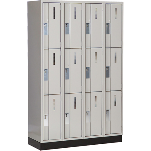 Concorde Heavy-Duty Lockers, 3 -tier, Bank of 4, 48" x 18" x 76", Steel, Grey, Welded (Assembled) Auto Electric Service Ltd.