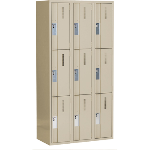 Concorde Heavy-Duty Lockers, 3 -tier, Bank of 3, 36" x 18" x 72", Steel, Beige, Welded (Assembled) Auto Electric Service Ltd.