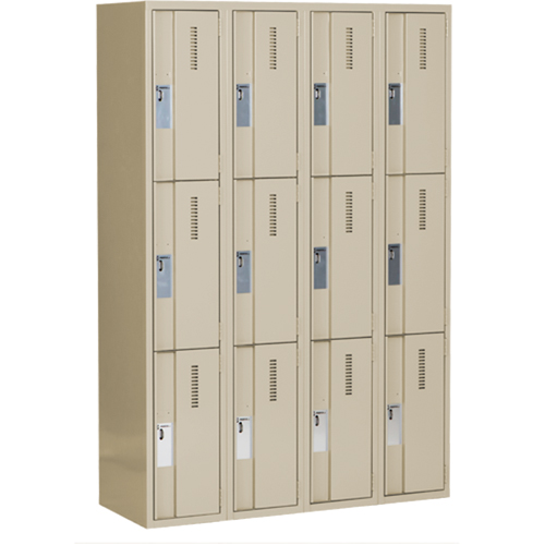 Concorde Heavy-Duty Lockers, 3 -tier, Bank of 4, 48" x 18" x 72", Steel, Beige, Welded (Assembled) Auto Electric Service Ltd.