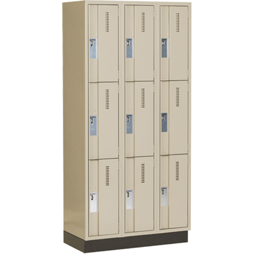 Concorde Heavy-Duty Lockers, 3 -tier, Bank of 3, 36" x 18" x 76", Steel, Beige, Welded (Assembled) Auto Electric Service Ltd.