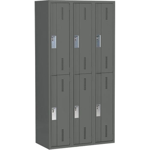 Concorde Heavy-Duty Lockers, 2 -tier, Bank of 3, 36" x 18" x 72", Steel, Charcoal, Welded (Assembled) Auto Electric Service Ltd.