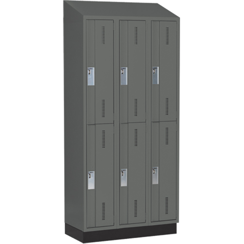 Concorde Heavy-Duty Lockers, 2 -tier, Bank of 3, 36" x 18" x 82", Steel, Charcoal, Welded (Assembled) Auto Electric Service Ltd.