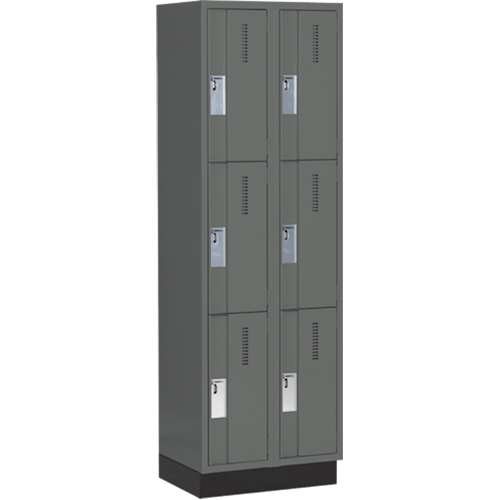 Concorde Heavy-Duty Lockers, 3 -tier, Bank of 2, 24" x 18" x 76", Steel, Charcoal, Welded (Assembled) Auto Electric Service Ltd.