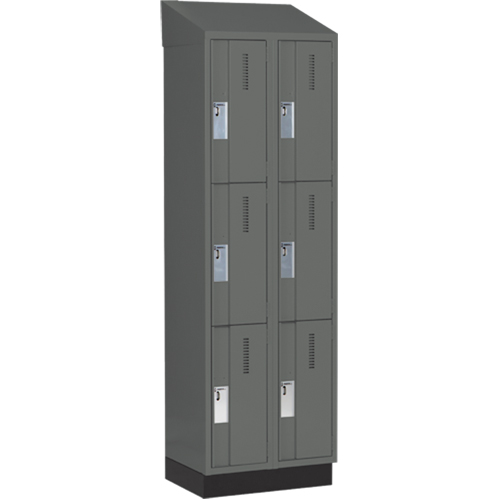 Concorde Heavy-Duty Lockers, 3 -tier, Bank of 2, 24" x 18" x 82", Steel, Charcoal, Welded (Assembled) Auto Electric Service Ltd.