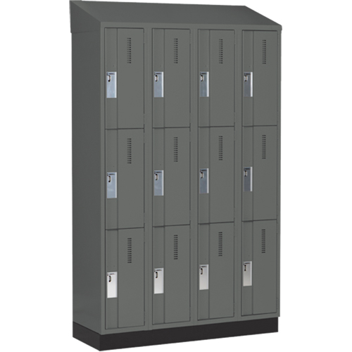 Concorde Heavy-Duty Lockers, 3 -tier, Bank of 4, 48" x 18" x 82", Steel, Charcoal, Welded (Assembled) Auto Electric Service Ltd.