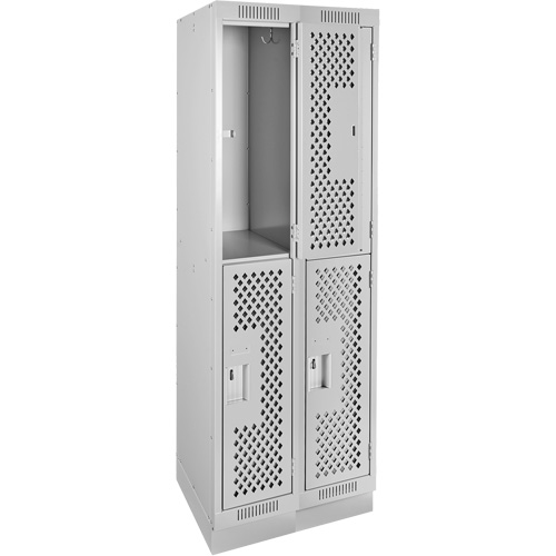 Clean Line Lockers, 2 -tier, Bank of 2, 24" x 12" x 76", Steel, Grey, Rivet (Assembled), Perforated Auto Electric Service Ltd.