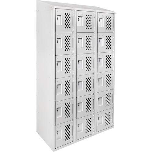 Clean-Line Perforated Lockerette, 6 -tier, Bank of 3, 12" x 72" x 12", Steel Auto Electric Service Ltd.