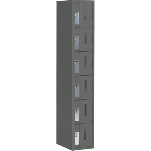 Concorde Heavy-Duty Lockers, 6 -tier, 12" x 18" x 72", Steel, Charcoal, Welded (Assembled) Auto Electric Service Ltd.