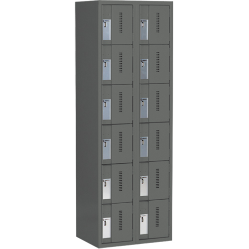 Concorde Heavy-Duty Lockers, 6 -tier, Bank of 2, 24" x 18" x 72", Steel, Charcoal, Welded (Assembled) Auto Electric Service Ltd.