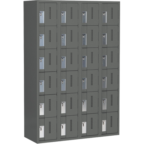 Concorde Heavy-Duty Lockers, 6 -tier, Bank of 4, 48" x 18" x 72", Steel, Charcoal, Welded (Assembled) Auto Electric Service Ltd.