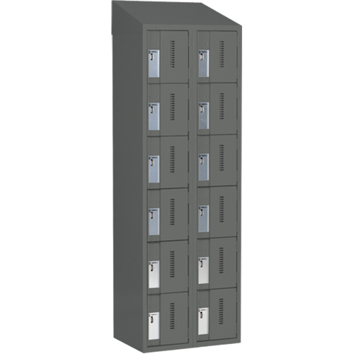Concorde Heavy-Duty Lockers, 6 -tier, Bank of 2, 24" x 18" x 78", Steel, Charcoal, Welded (Assembled) Auto Electric Service Ltd.