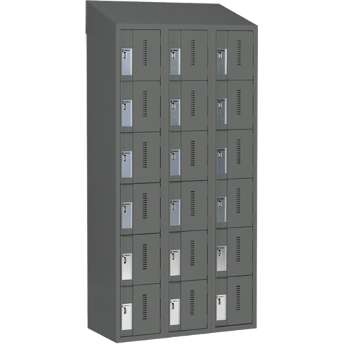 Concorde Heavy-Duty Lockers, 6 -tier, Bank of 3, 36" x 18" x 78", Steel, Charcoal, Welded (Assembled) Auto Electric Service Ltd.