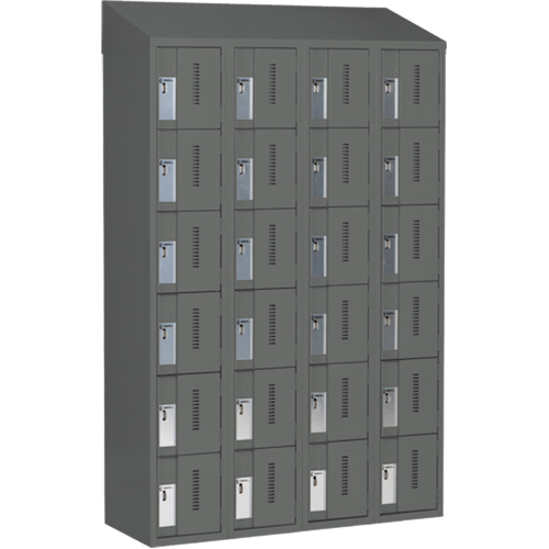 Concorde Heavy-Duty Lockers, 6 -tier, Bank of 4, 48" x 18" x 78", Steel, Charcoal, Welded (Assembled) Auto Electric Service Ltd.