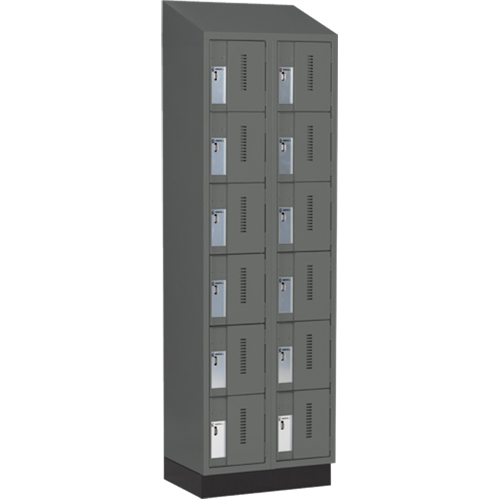 Concorde Heavy-Duty Lockers, 6 -tier, Bank of 2, 24" x 18" x 82", Steel, Charcoal, Welded (Assembled) Auto Electric Service Ltd.