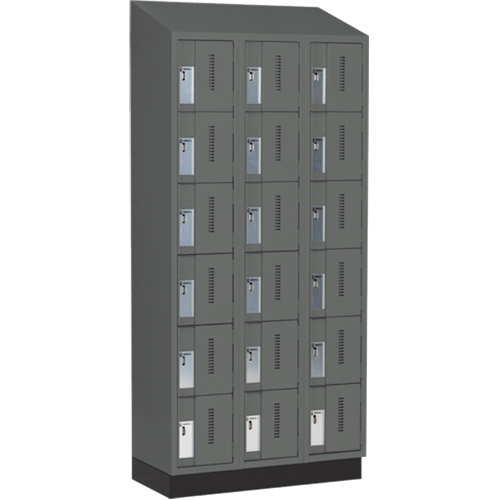 Concorde Heavy-Duty Lockers, 6 -tier, Bank of 3, 36" x 18" x 82", Steel, Charcoal, Welded (Assembled) Auto Electric Service Ltd.