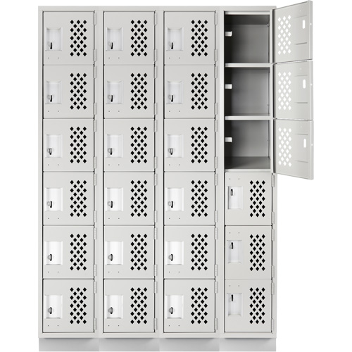 Assembled Clean Line Perforated Economy Lockers, 6 -tier, Bank of 4, 18" x 72" x 12", Steel Auto Electric Service Ltd.