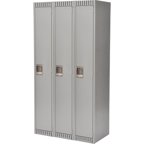 Lockers, Bank of 3, 36" x 18" x 72", Steel, Grey, Knocked Down Auto Electric Service Ltd.