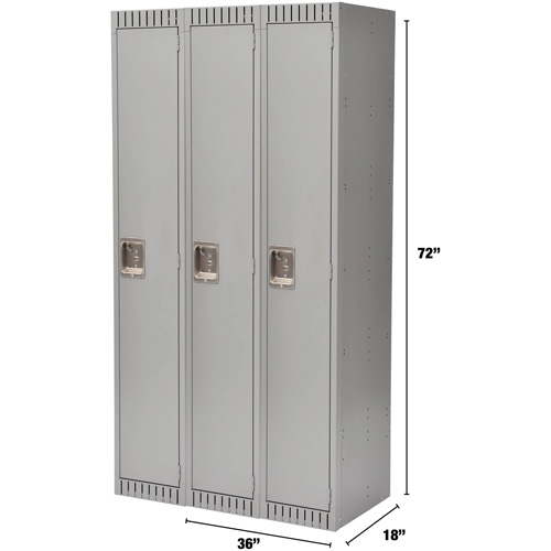 Lockers, Bank of 3, 36" x 18" x 72", Steel, Grey, Knocked Down Auto Electric Service Ltd.