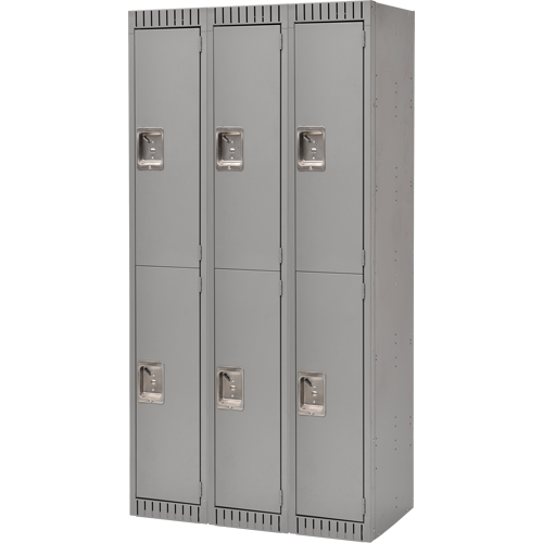 Lockers, 2 -tier, Bank of 3, 36" x 18" x 72", Steel, Grey, Rivet (Assembled) Auto Electric Service Ltd.