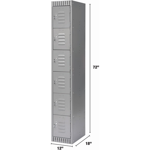 Lockers, 6 -tier, 12" x 18" x 72", Steel, Grey, Knocked Down Auto Electric Service Ltd.