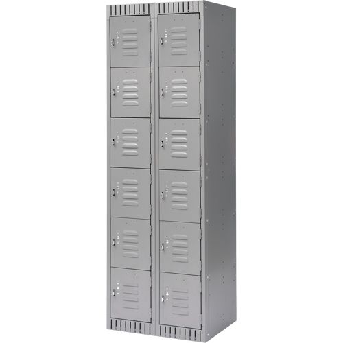 Lockers, 6 -tier, Bank of 2, 24" x 18" x 72", Steel, Grey, Knocked Down Auto Electric Service Ltd.
