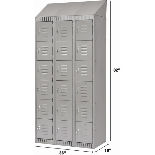 Casiers, 6 niveaux, Bloc de 3, 36" x 18" x 82", Acier, Gris, D&eacute;mont&eacute; Auto Electric Service Ltd.