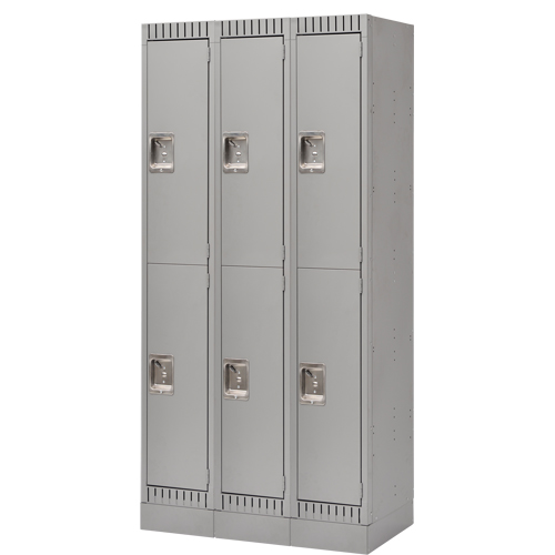 Lockers, 2 -tier, Bank of 3, 36" x 18" x 76", Steel, Grey, Knocked Down Auto Electric Service Ltd.