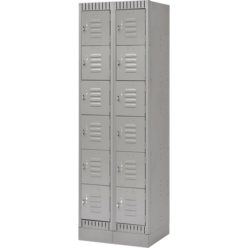 Lockers, 6 -tier, Bank of 2, 24" x 18" x 76", Steel, Grey, Knocked Down Auto Electric Service Ltd.