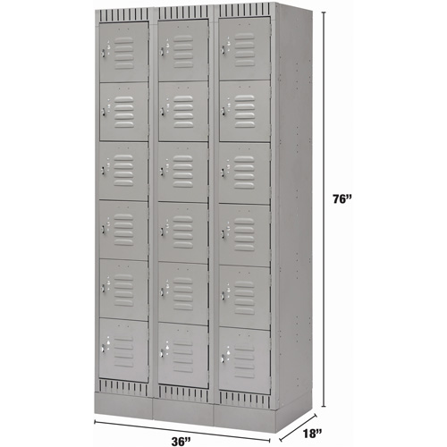 Casiers, 6 niveaux, Bloc de 3, 36" x 18" x 76", Acier, Gris, D&eacute;mont&eacute; Auto Electric Service Ltd.