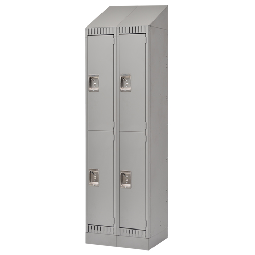 Assembled Lockers, 2 -tier, Bank of 2, 24" x 18" x 72", Steel, Grey, Rivet (Assembled) Auto Electric Service Ltd.