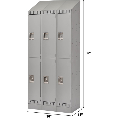 Lockers, 2 -tier, Bank of 3, 36" x 18" x 86", Steel, Grey, Knocked Down Auto Electric Service Ltd.