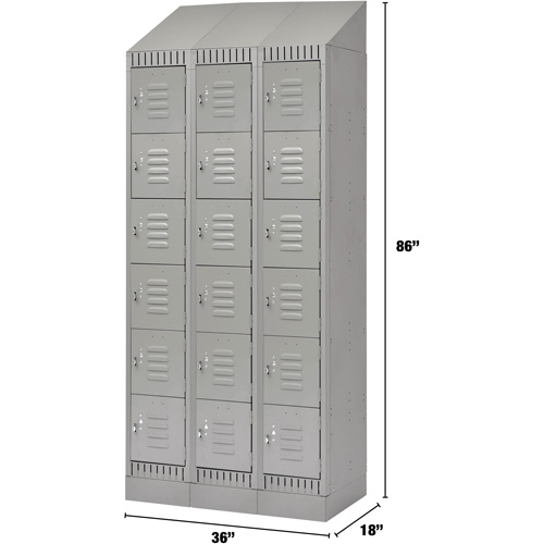 Casiers, 6 niveaux, Bloc de 3, 36" x 18" x 86", Acier, Gris, D&eacute;mont&eacute; Auto Electric Service Ltd.