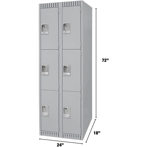 Casiers, 3 niveaux, Bloc de 2, 24" x 18" x 72", Acier, Gris, D&eacute;mont&eacute; Auto Electric Service Ltd.