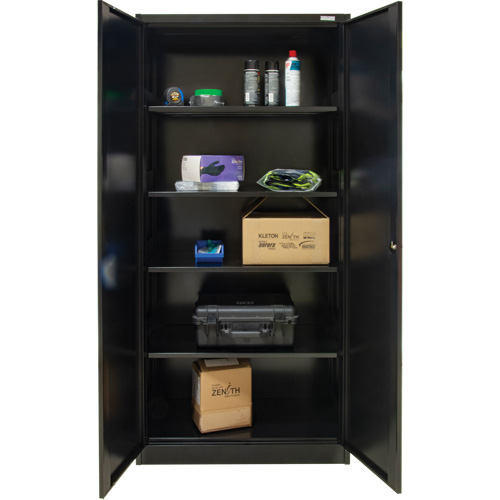 Hi-Boy Storage Cabinet, Steel, 4 Shelves, 72" H x 36" W x 18" D, Black Auto Electric Service Ltd.