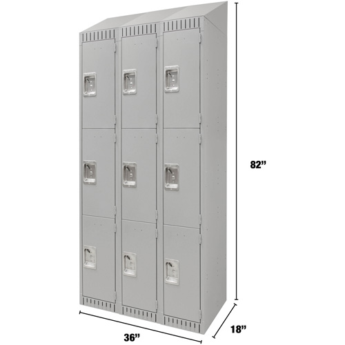 Casiers, 3 niveaux, Bloc de 3, 36" x 18" x 82", Acier, Gris, D&eacute;mont&eacute; Auto Electric Service Ltd.