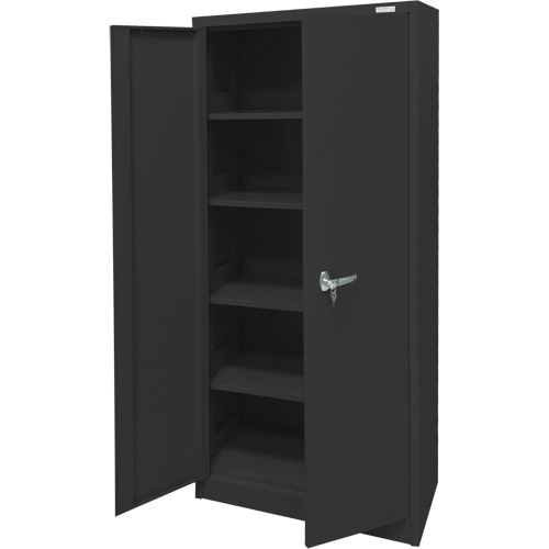 Armoire d'entreposage, Acier, 4 Tablettes, 66" h x 30" la x 15" P, Noir Auto Electric Service Ltd.