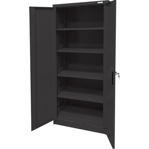 Armoire d'entreposage, Acier, 4 Tablettes, 66" h x 30" la x 15" P, Noir Auto Electric Service Ltd.