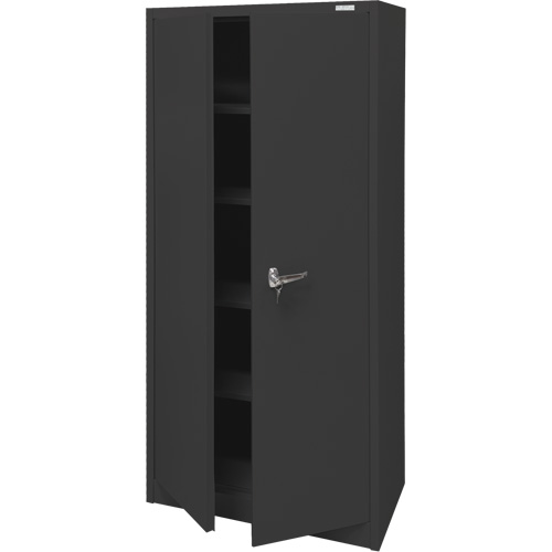 Armoire d'entreposage, Acier, 4 Tablettes, 66" h x 30" la x 15" P, Noir Auto Electric Service Ltd.