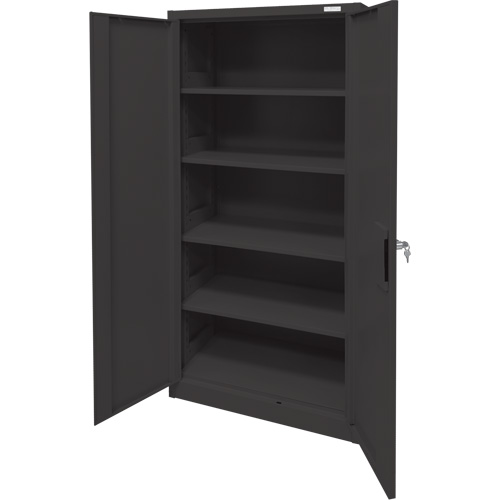 Armoire d'entreposage, Acier, 4 Tablettes, 78" h x 36" la x 24" P, Noir Auto Electric Service Ltd.