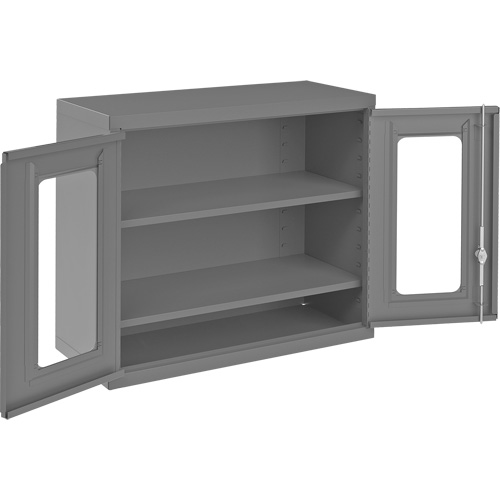 Wall-Mountable Storage Cabinet with Clearview Doors, 26-15/16" H x 29-7/8" W x 13-11/16" D, 2 Shelves, Steel, Grey Auto Electric Service Ltd.