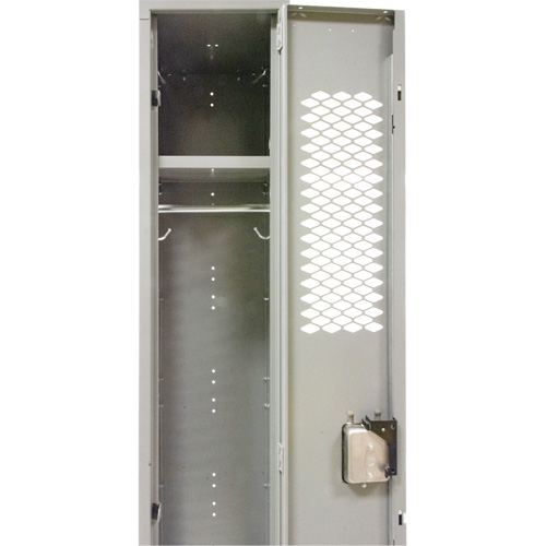 Vented Lockers, Bank of 3, 36" x 18" x 88", Steel, Grey, Knocked Down, Perforated Auto Electric Service Ltd.