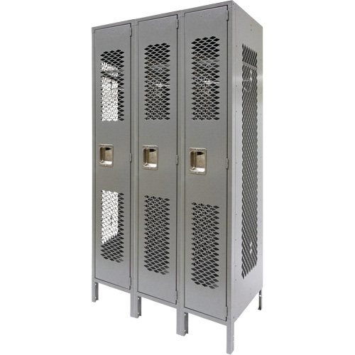 Casiers ventil&eacute;s, Bloc de 3, 36" x 18" x 78", Acier, Gris, D&eacute;mont&eacute;, Perfor&eacute; Auto Electric Service Ltd.