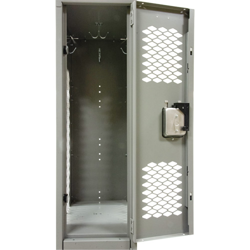Vented Lockers, 2 -tier, Bank of 2, 24" x 18" x 78", Steel, Grey, Knocked Down, Perforated Auto Electric Service Ltd.